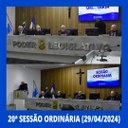 Resumo da 20ª Sessão Ordinária da Câmara Municipal de Nilópolis, realizada na tarde desta Segunda-feira (29/04/2024).